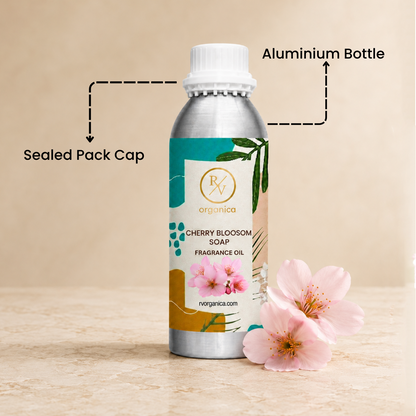 Sealed aluminium bottle of Cherry Blossom Soap Fragrance Oil with secure packaging, helping maintain freshness and premium fragrance quality.