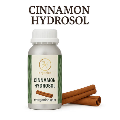 Pure Cinnamon Hydrosol Floral Water in spray bottle by RV Organica for skin toning and circulation