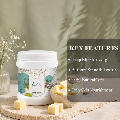 RV Organica Coconut Body Butter with deep moisturizing formula for soft and nourished skin
