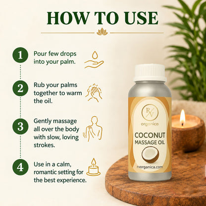 Coconut Massage Oil for gentle skin care, nourishment, and everyday body massage