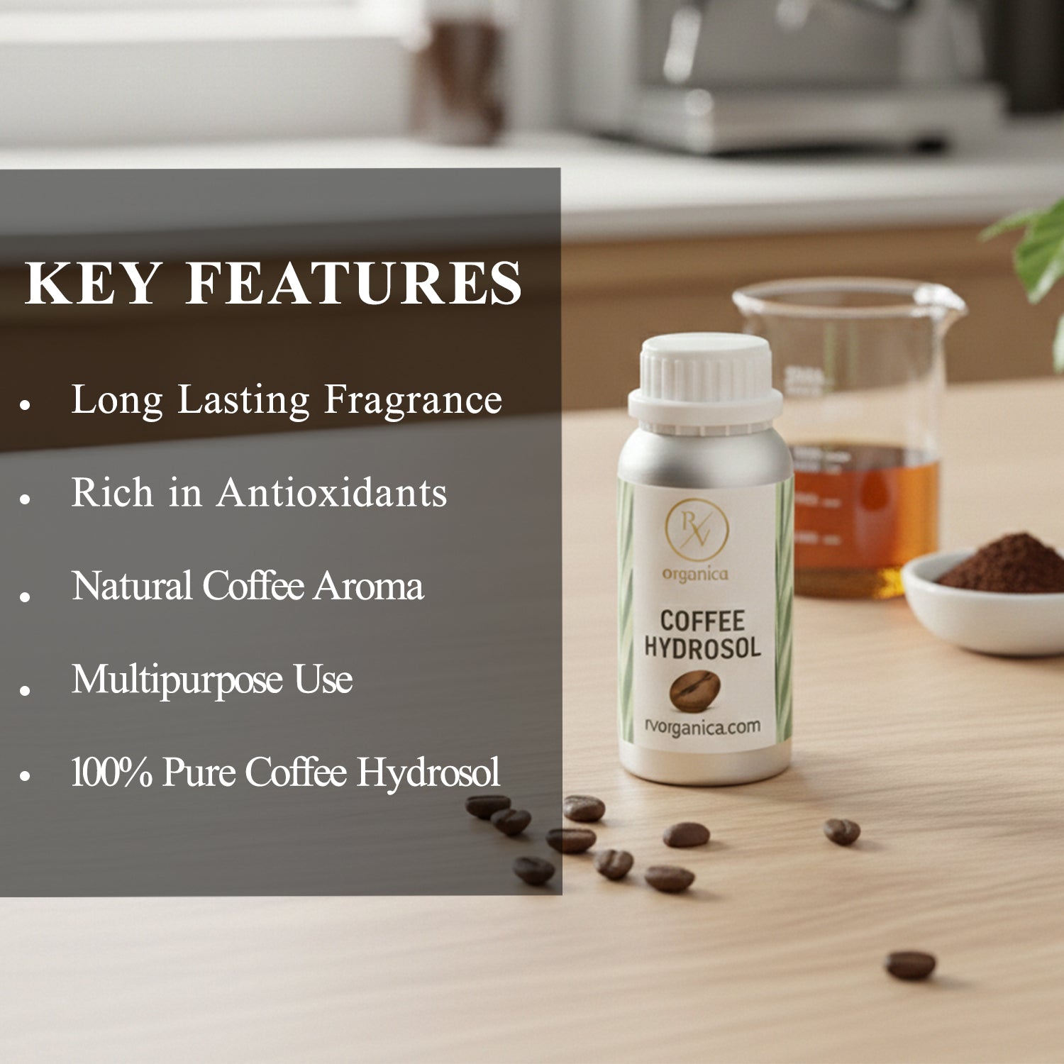 Coffee Hydrosol 100% pure natural coffee floral water – lightweight, aromatic and multipurpose skincare mist