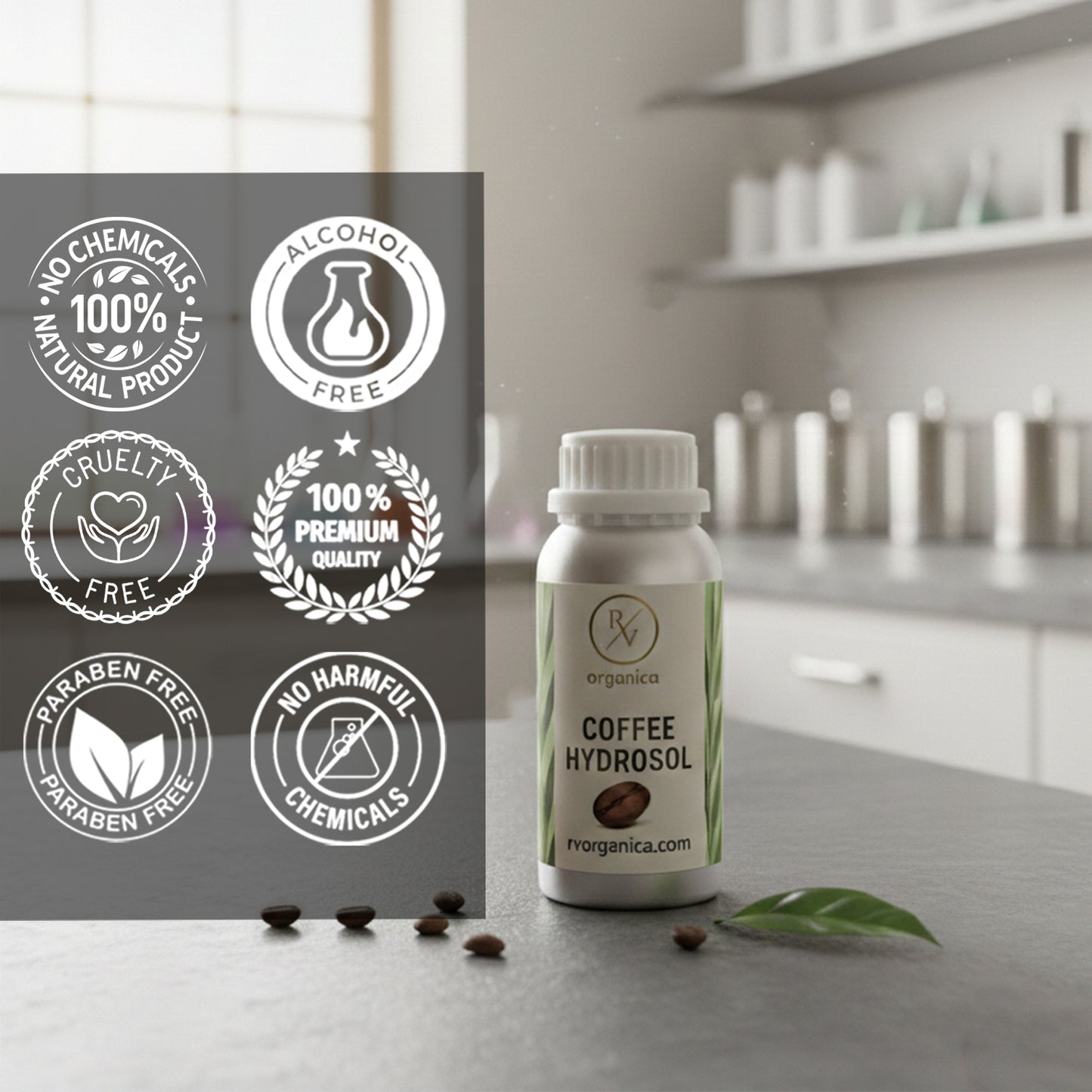 Coffee Hydrosol alcohol-free and paraben-free natural mist – cruelty-free herbal water with no harmful chemicals