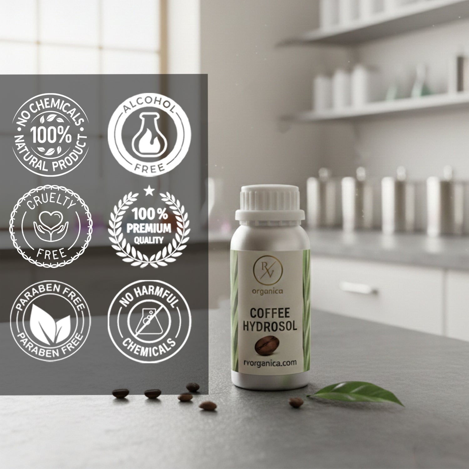 Coffee Hydrosol alcohol-free and paraben-free natural mist – cruelty-free herbal water with no harmful chemicals