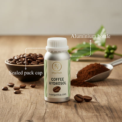 Coffee Hydrosol in aluminium bottle with sealed cap – pure natural coffee floral water for skincare and multipurpose use