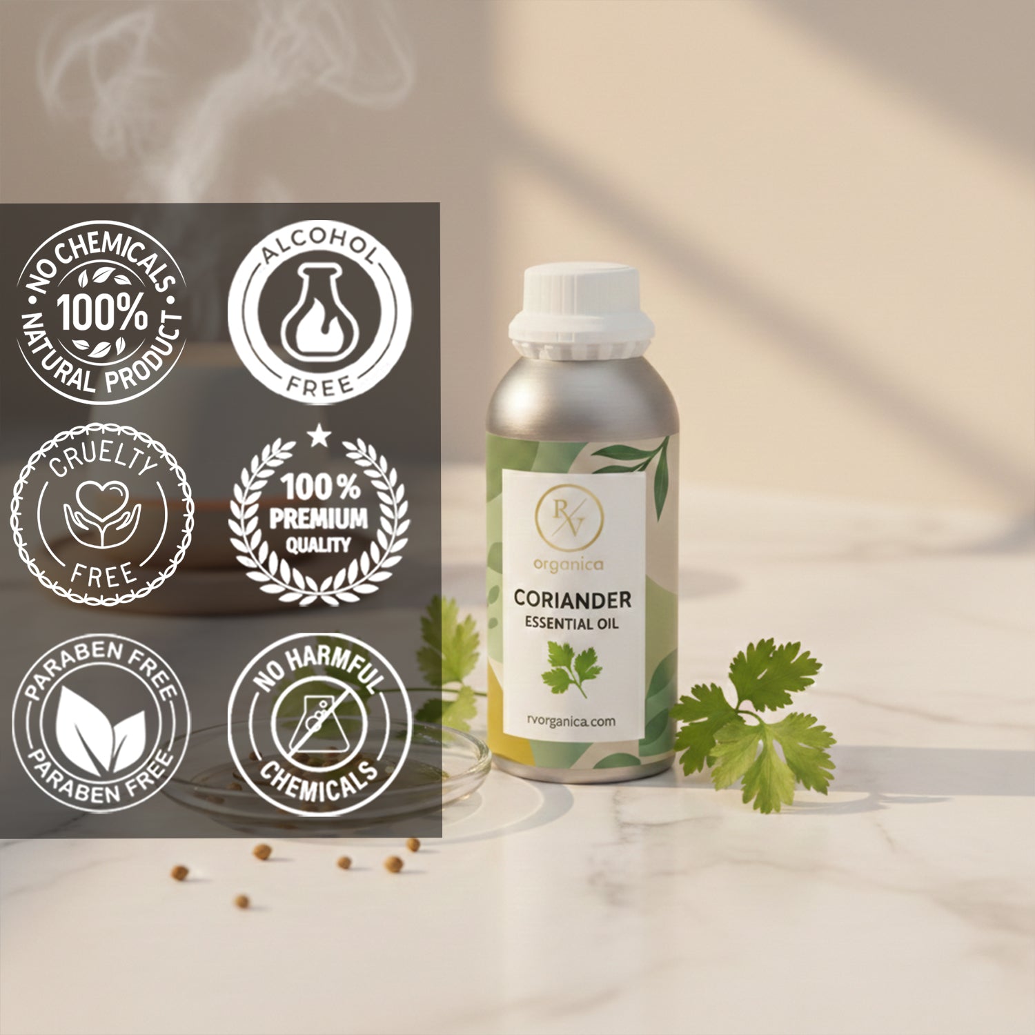 Coriander Essential Oil natural premium quality cruelty free and paraben free benefits
