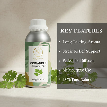 Coriander Essential Oil key features for stress relief aromatherapy and wellness