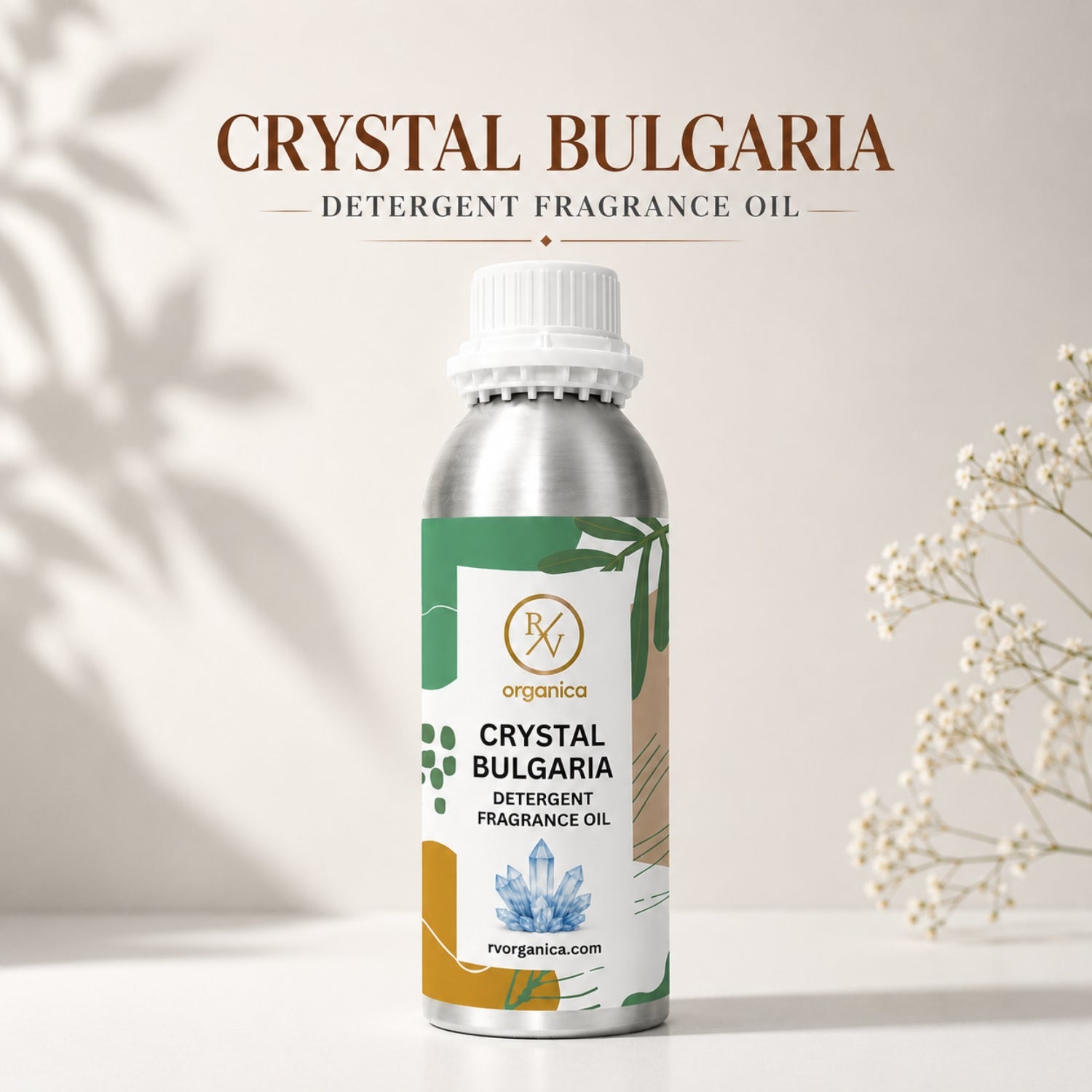 Crystal Bulgaria Detergent Fragrance Oil with a fresh floral and clean laundry aroma, offering an elegant, refreshing, and long-lasting fragrance ideal for detergents, fabric conditioners, soaps, and home care products.