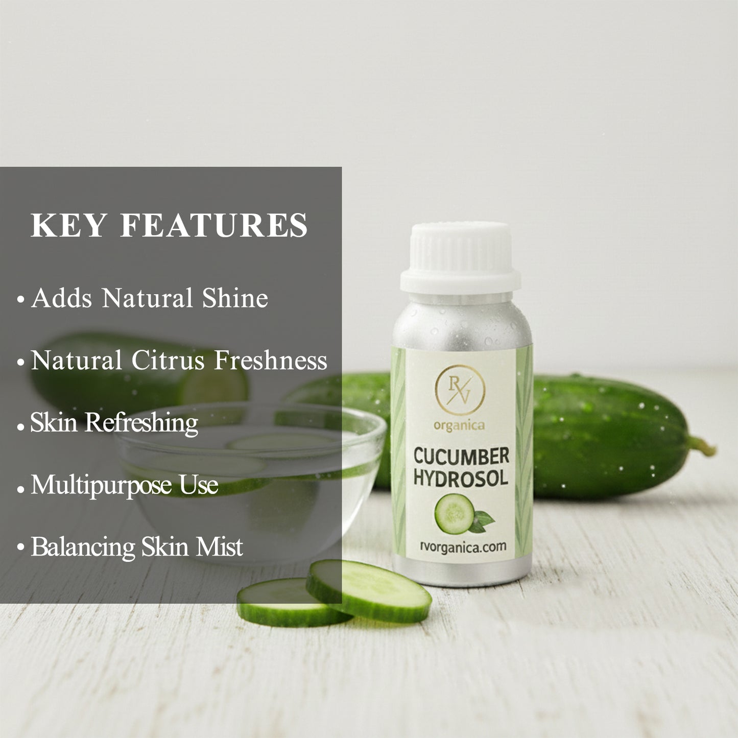 Cucumber Hydrosol 100% pure natural cucumber floral water – lightweight, balancing and multipurpose skin mist