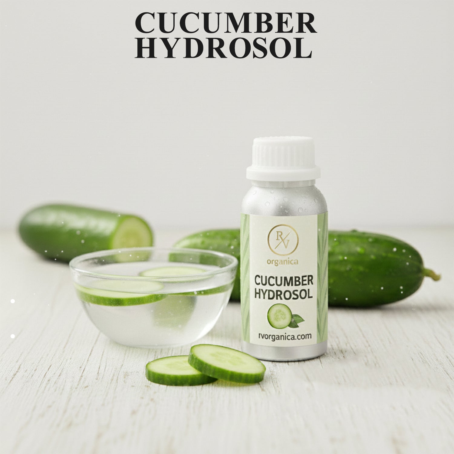 Cucumber Hydrosol natural floral water in premium aluminium bottle – refreshing cucumber mist for daily skincare routine