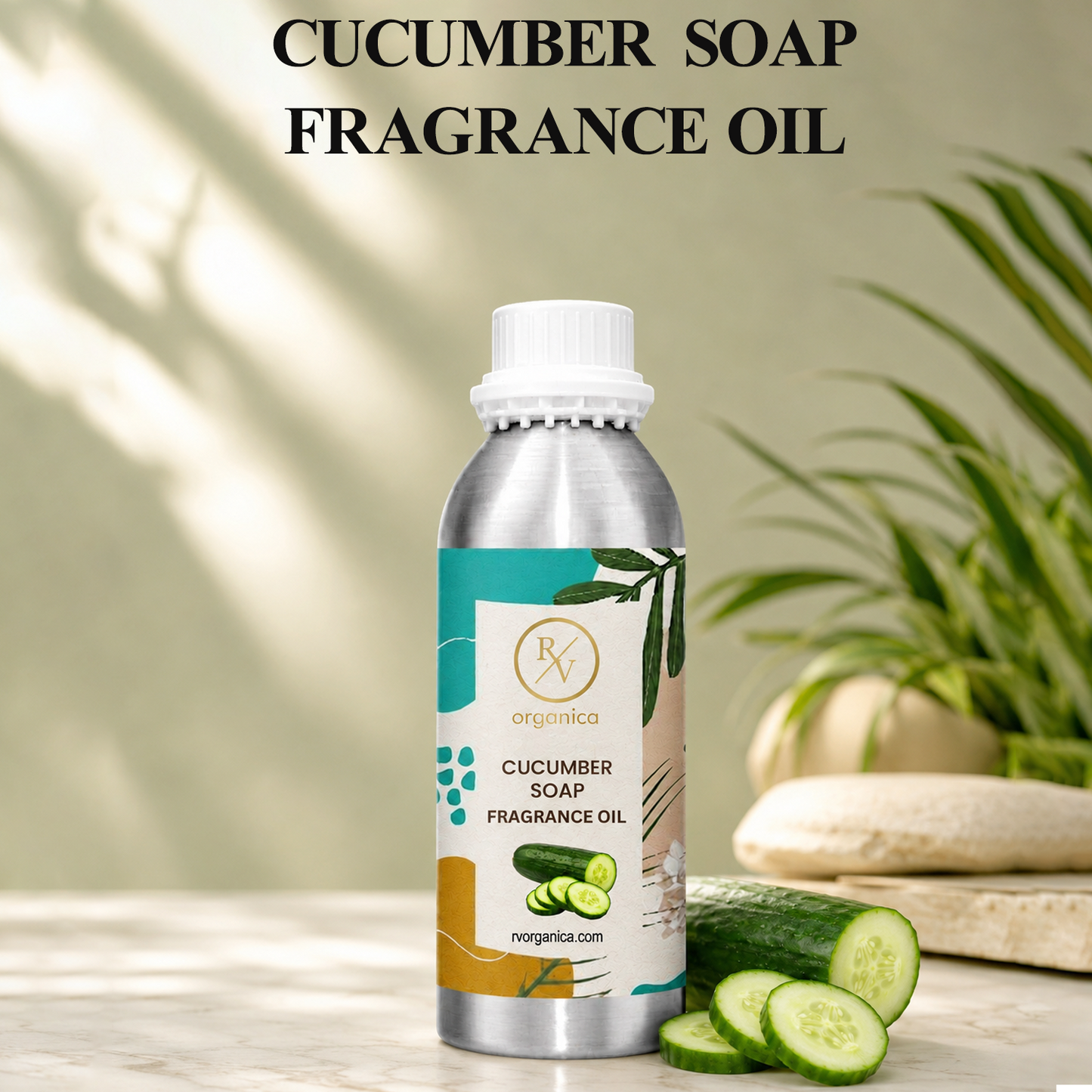 Cucumber Soap Fragrance Oil with a fresh, cool, and refreshing cucumber aroma, offering a clean and long-lasting fragrance ideal for soaps, body care products, candles, and home fragrance applications.