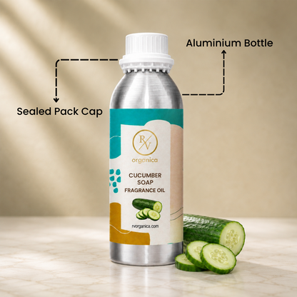Sealed aluminium bottle of Cucumber Soap Fragrance Oil with secure packaging, helping maintain freshness and premium fragrance quality.