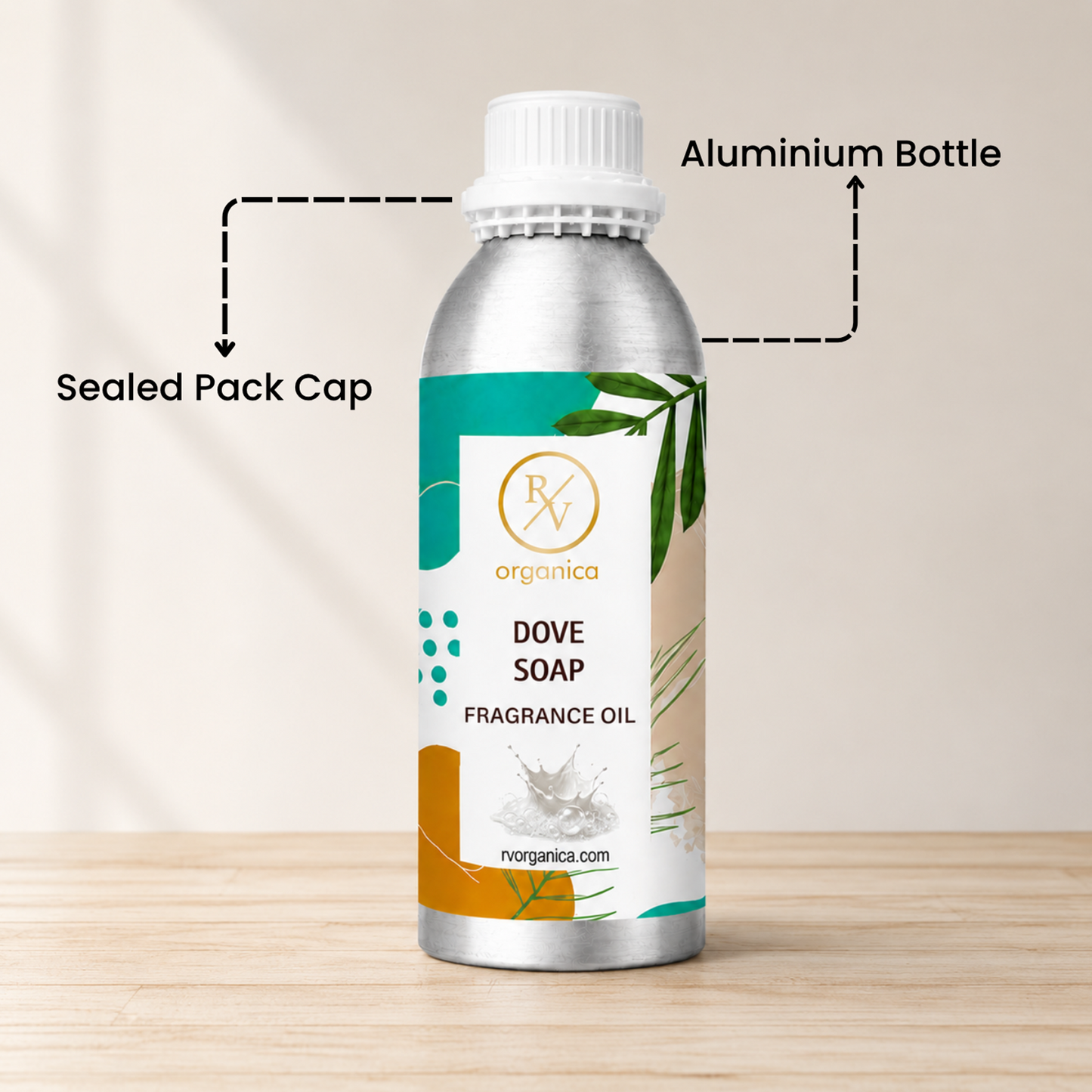 Sealed aluminium bottle of Dove Soap Fragrance Oil with secure packaging, helping maintain freshness and premium fragrance quality.
