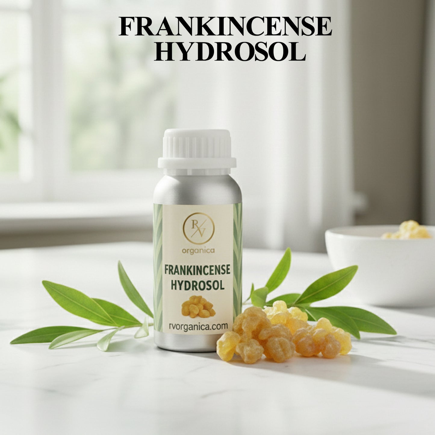 Frankincense Hydrosol natural floral water in premium aluminium bottle – refreshing herbal mist for daily skincare routine