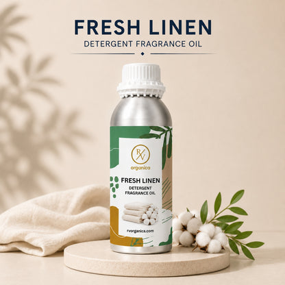 Fresh Linen Detergent Fragrance Oil with a crisp, clean, and fresh laundry aroma, offering a refreshing and long-lasting fragrance for detergents, fabric conditioners, soaps, and home care products.