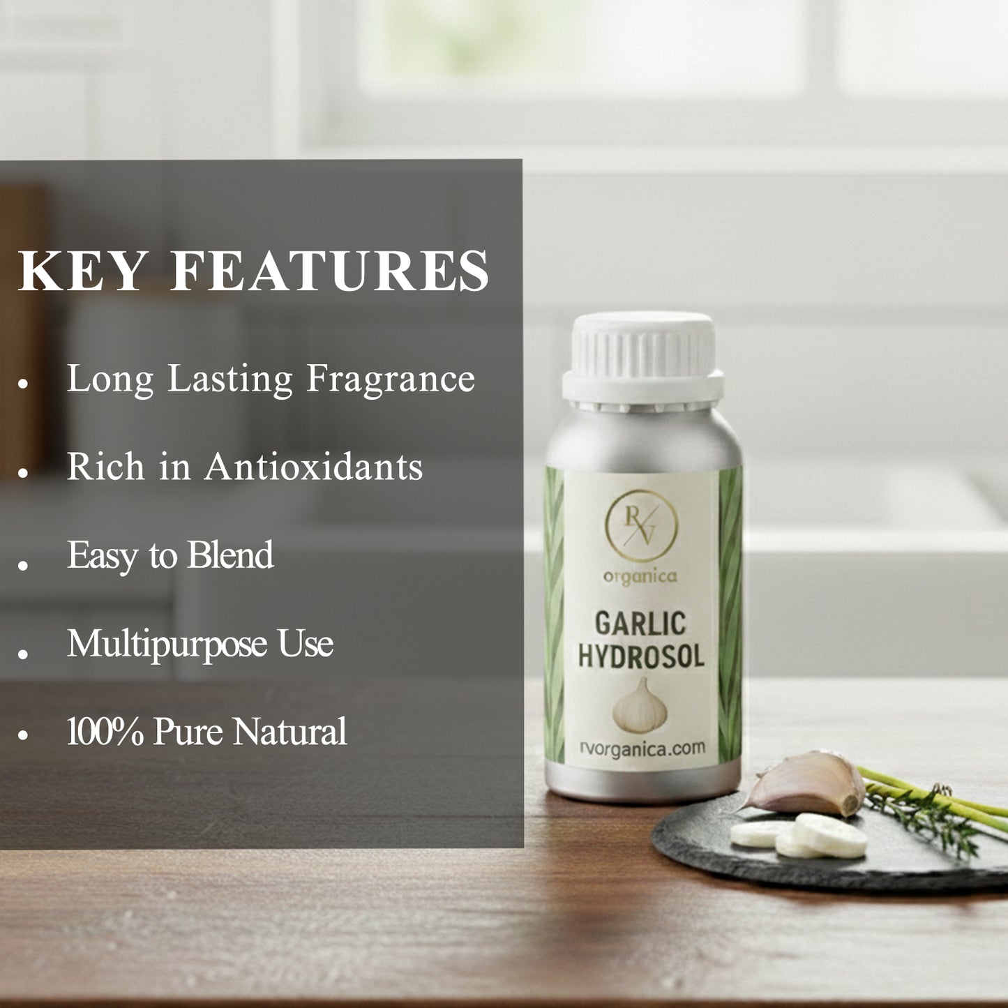 Garlic Hydrosol 100% pure natural herbal water – lightweight, multipurpose and easy-to-blend skincare mist