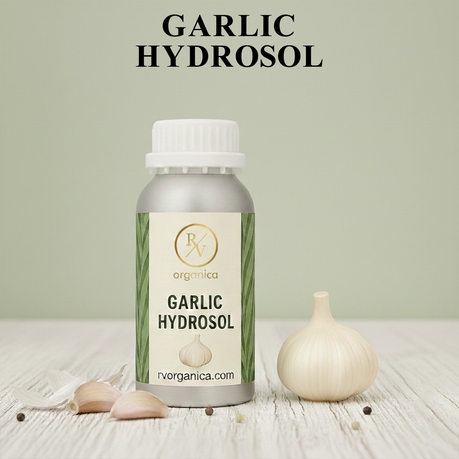Garlic Hydrosol natural floral water in premium aluminium bottle – herbal mist for skin and hair care routine