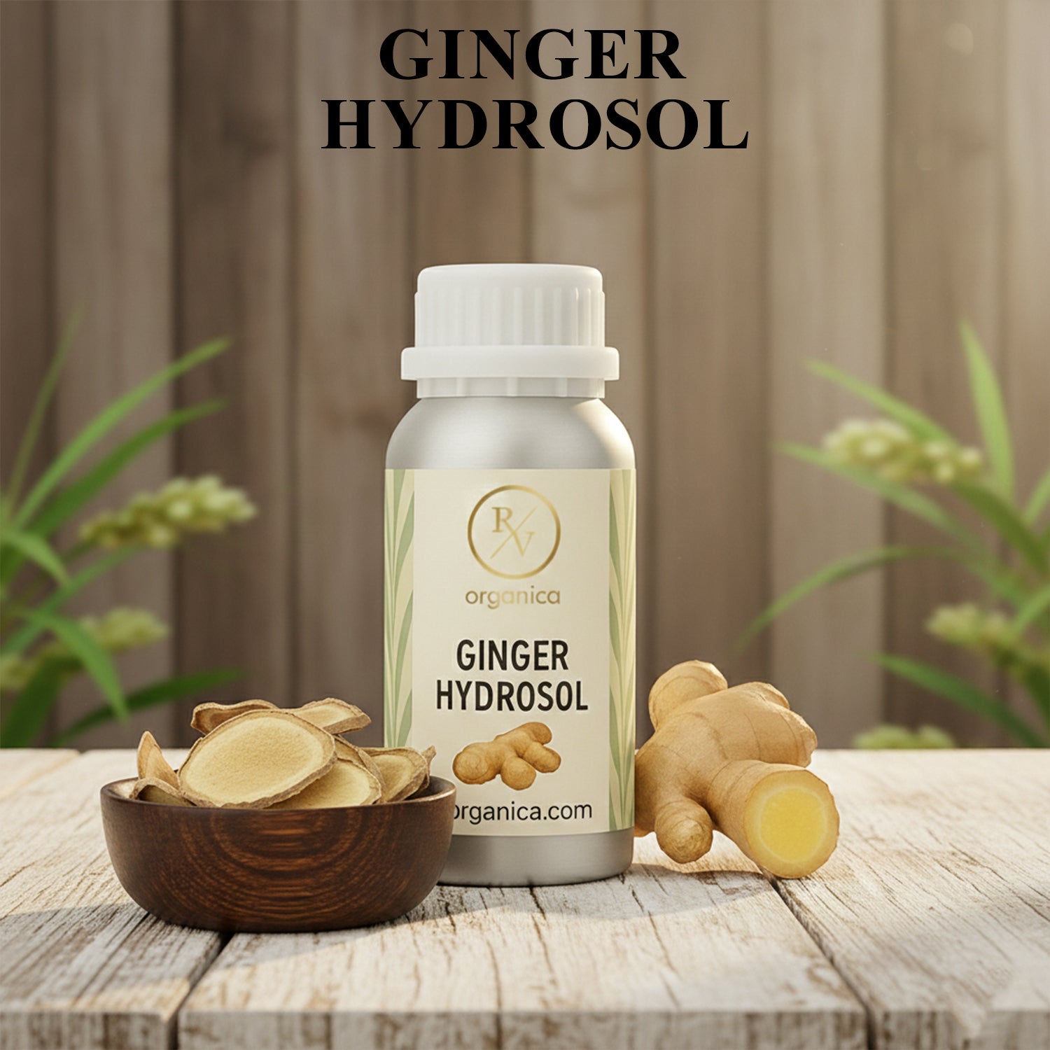 Ginger Hydrosol natural floral water in premium aluminium bottle – warm herbal mist for skin and hair care routine