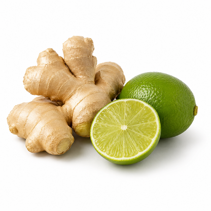 Ginger Lime Fragrance Oil with a vibrant spicy and citrus aroma, blending warm ginger and zesty lime notes for a refreshing, energizing, and long-lasting scent ideal for candles, soaps, perfumes, and personal care products.