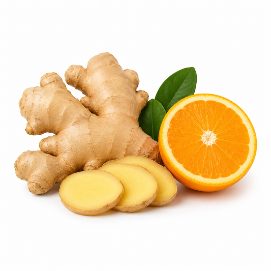 Ginger Orange Fragrance Oil with a vibrant spicy and citrus aroma, blending warm ginger and juicy orange notes for a refreshing, energizing, and long-lasting scent ideal for candles, soaps, perfumes, and personal care products. - second image