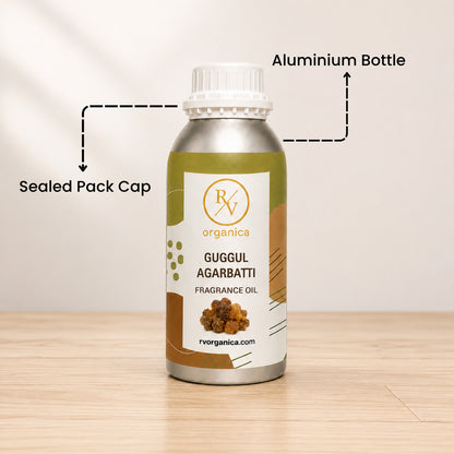 Sealed aluminium bottle of Gulgul Agarbatti Fragrance Oil, ensuring purity, freshness, leak-proof packaging, and premium fragrance quality for bulk and personal use.