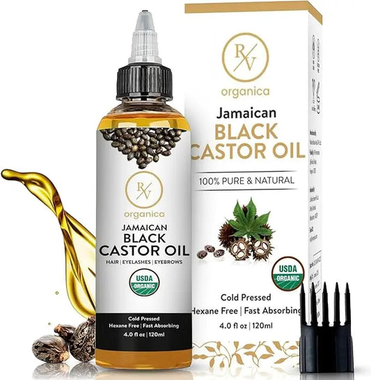 Cold pressed Jamaican black castor oil for strong hair by RV Organica - second image
