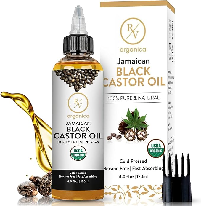 Cold pressed Jamaican black castor oil for strong hair by RV Organica