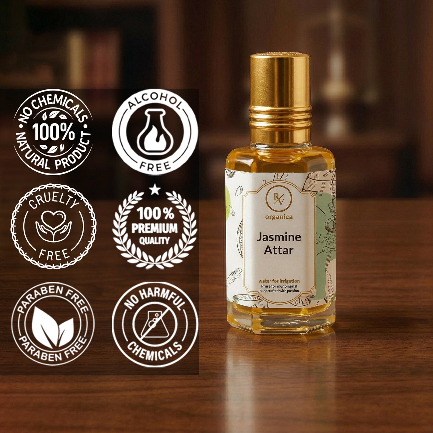 Jasmine Attar no chemicals paraben free cruelty free alcohol free skin safe perfume oil