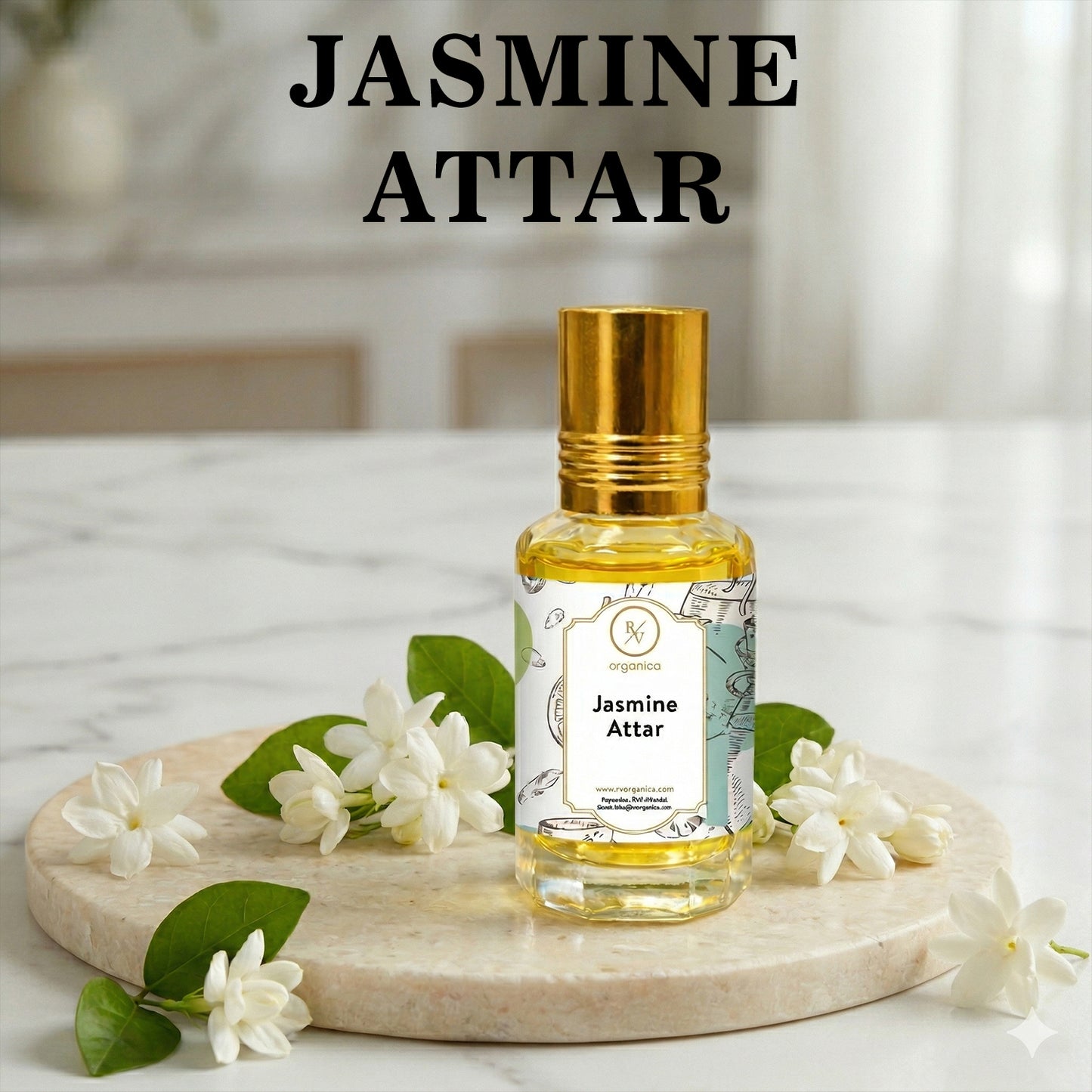 Jasmine Attar perfume oil bottle with label rich floral jasmine aroma long lasting attar fragrance