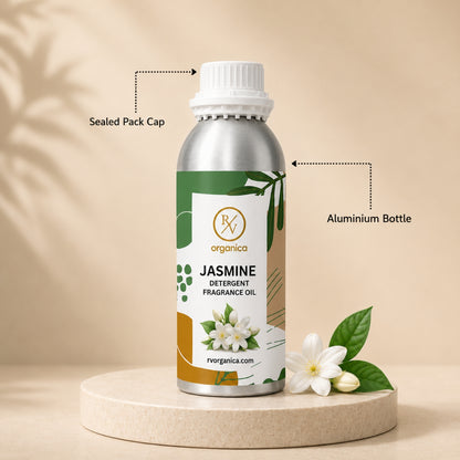 Sealed aluminium bottle of Jasmine Detergent Fragrance Oil, ensuring purity, freshness, leak-proof packaging, and premium fragrance quality for bulk and personal use.
