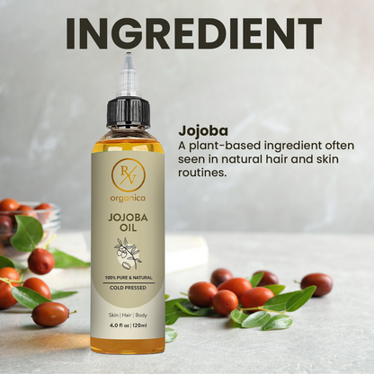 RV Organica Jojoba Oil made with natural jojoba seeds as key ingredient for hair and skin