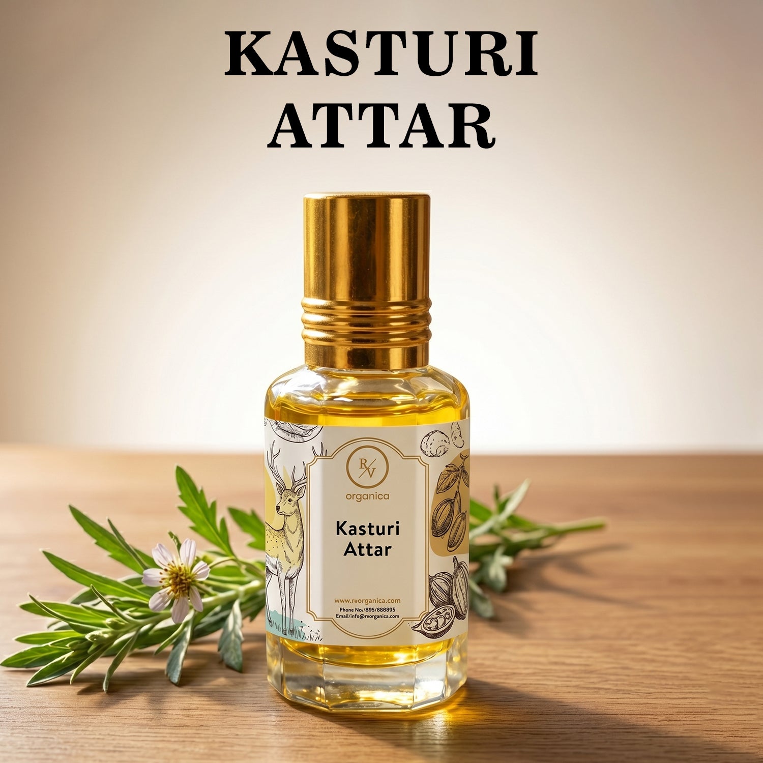 Kasturi Attar perfume oil bottle with label deep musky rich aroma long lasting attar fragrance