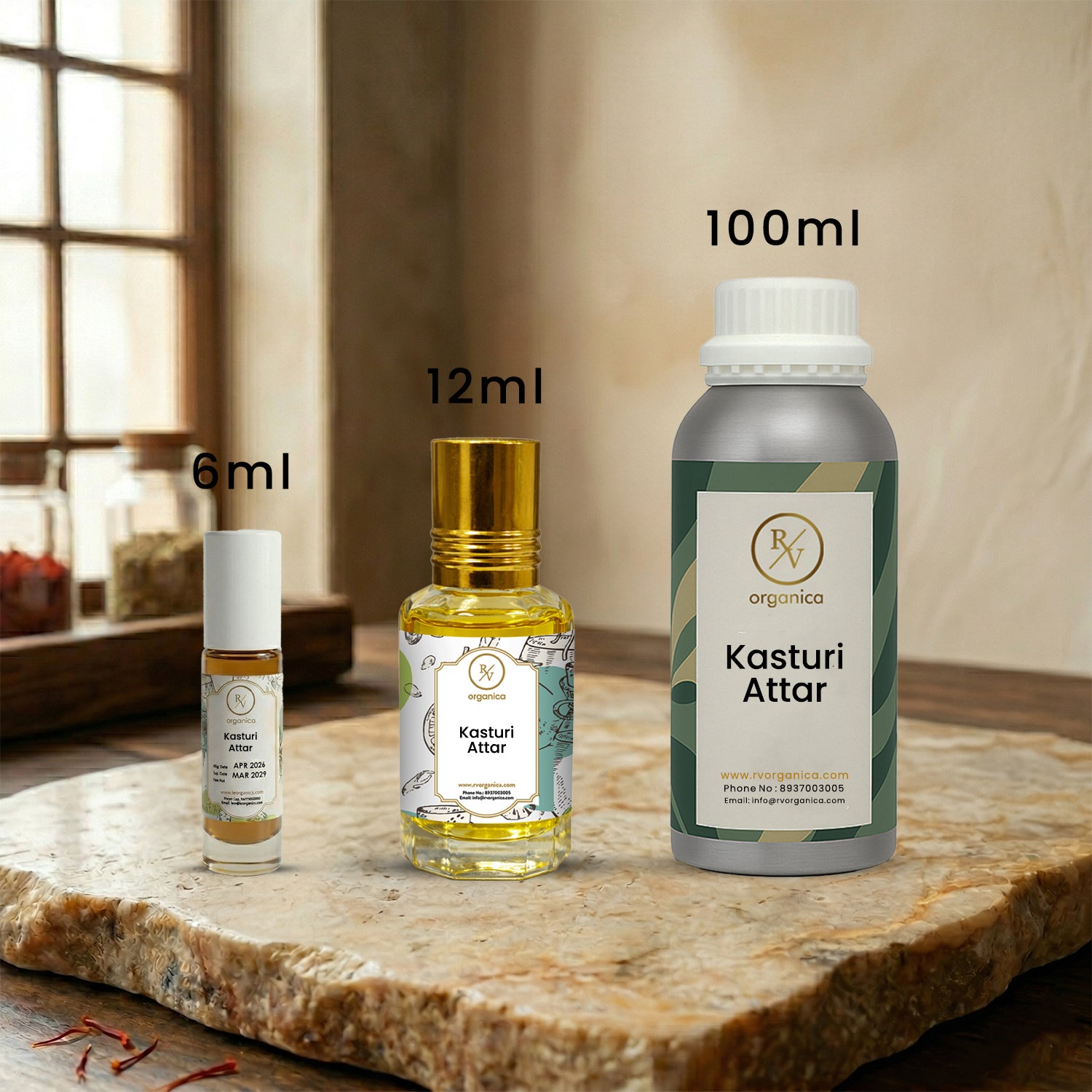 Kasturi Attar size range 6ml 12ml 100ml with sealed aluminium bottle premium long lasting attar oil