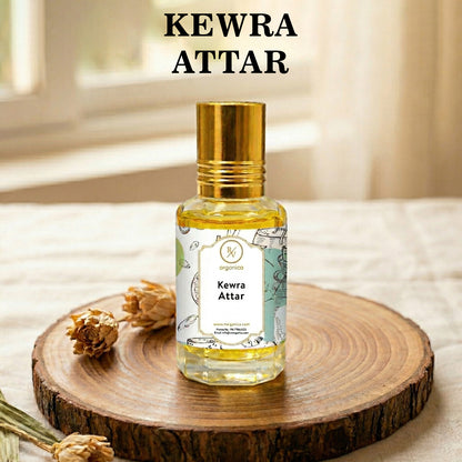 Kewra Attar perfume oil bottle with label fresh kewra floral aroma long lasting attar fragrance