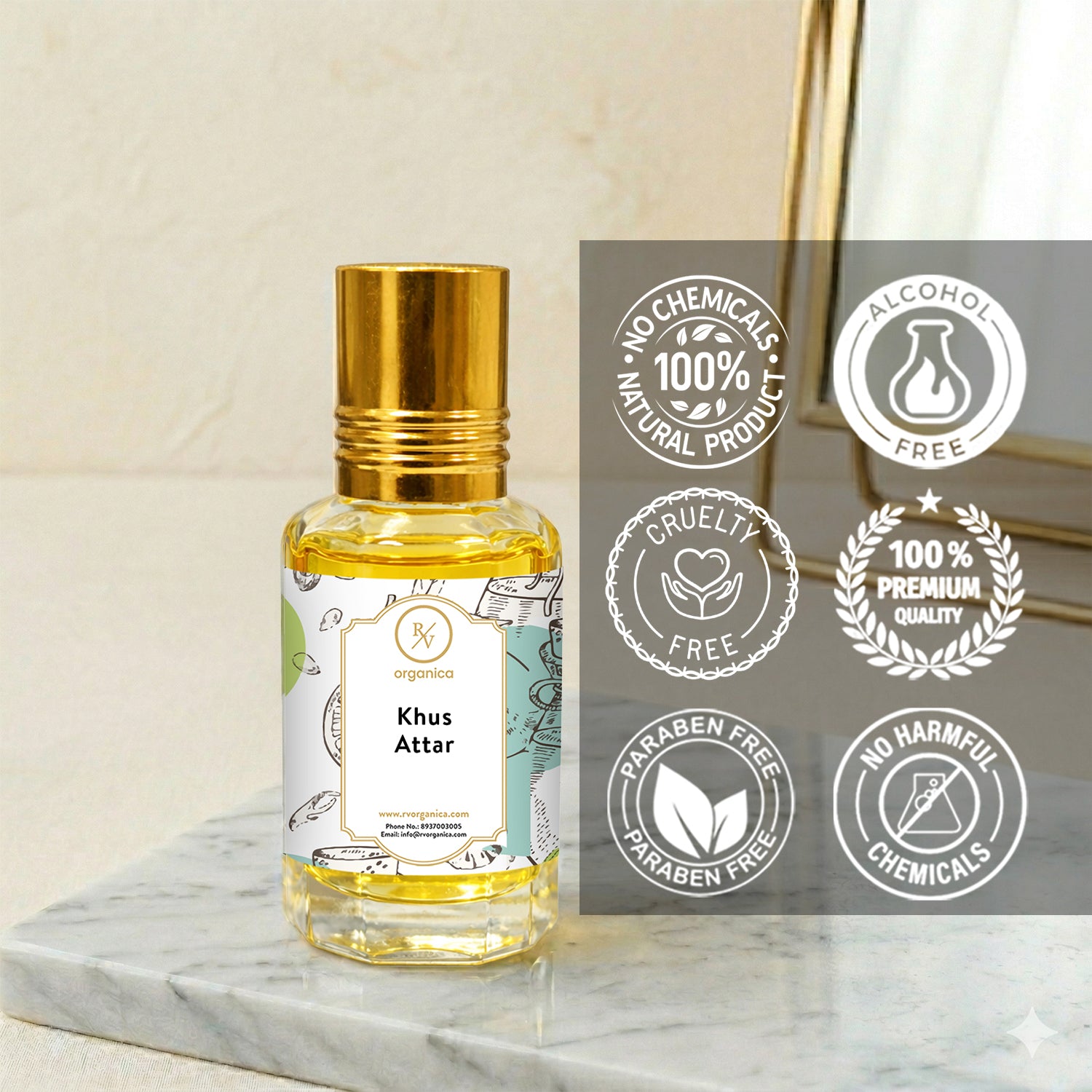 Kush Attar no chemicals paraben free cruelty free alcohol free skin safe natural perfume oil