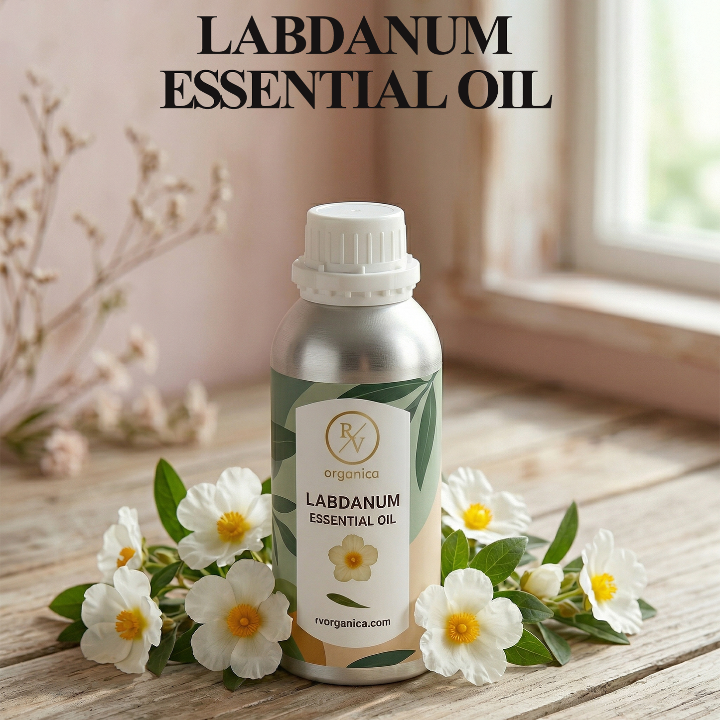 Labdanum Essential Oil bottle with label pure natural aromatic therapeutic essential oil
