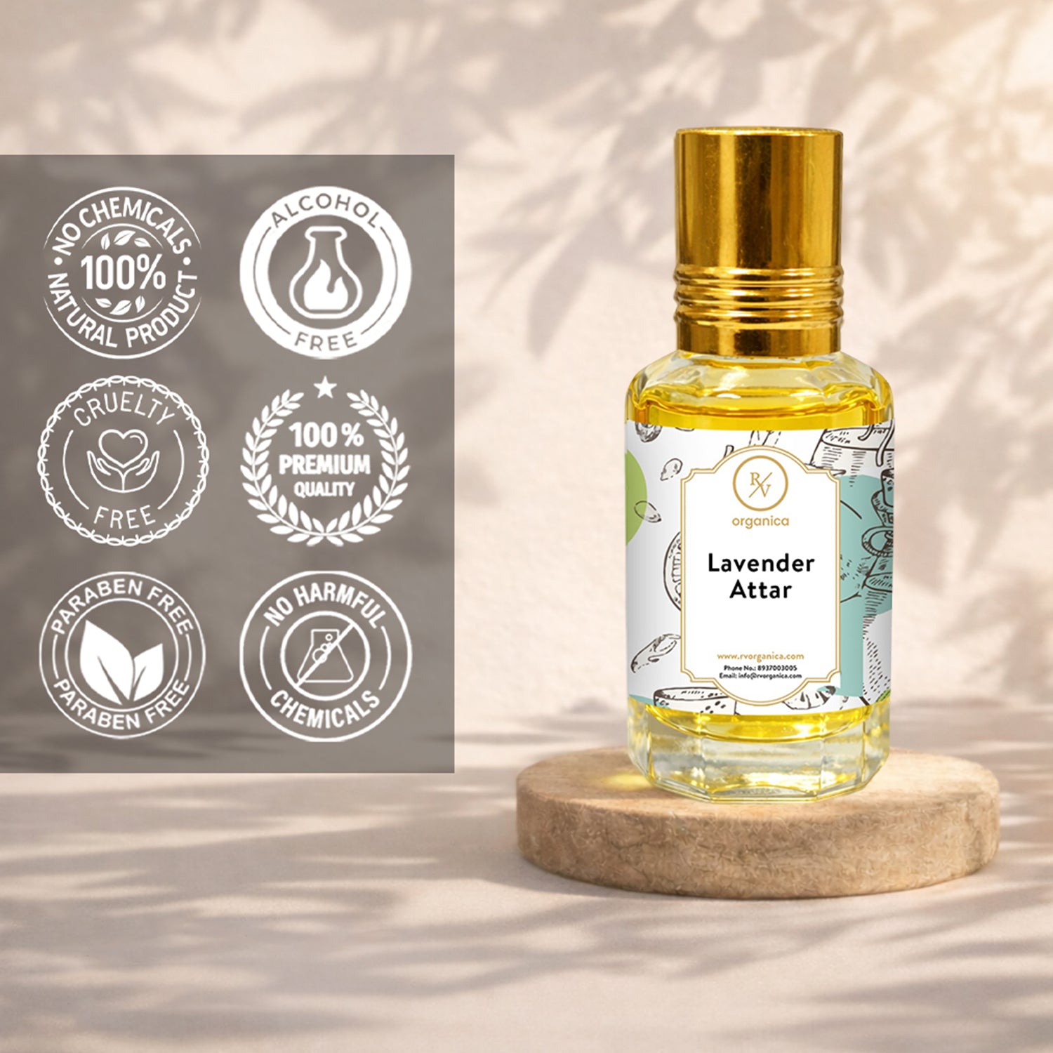 Lavender Attar no chemicals paraben free cruelty free alcohol free skin safe perfume oil