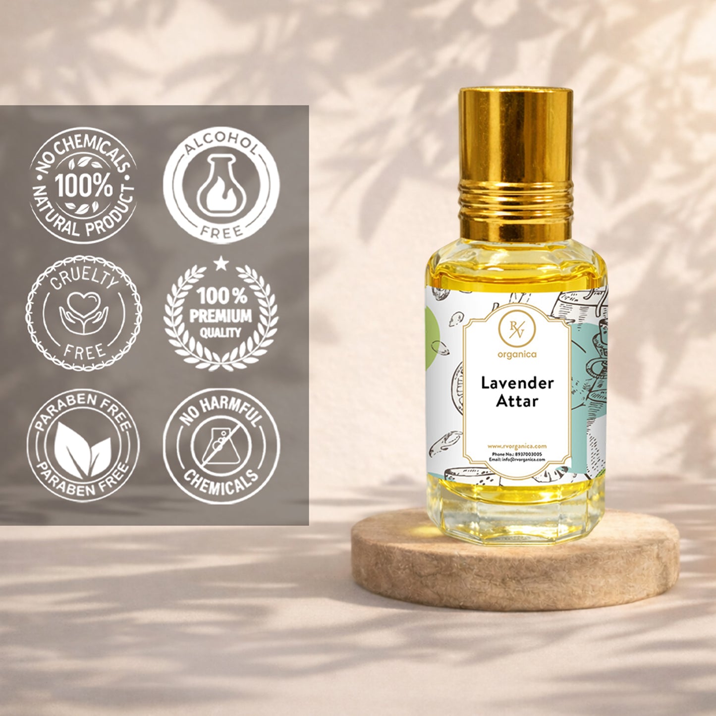 Lavender Attar no chemicals paraben free cruelty free alcohol free skin safe perfume oil