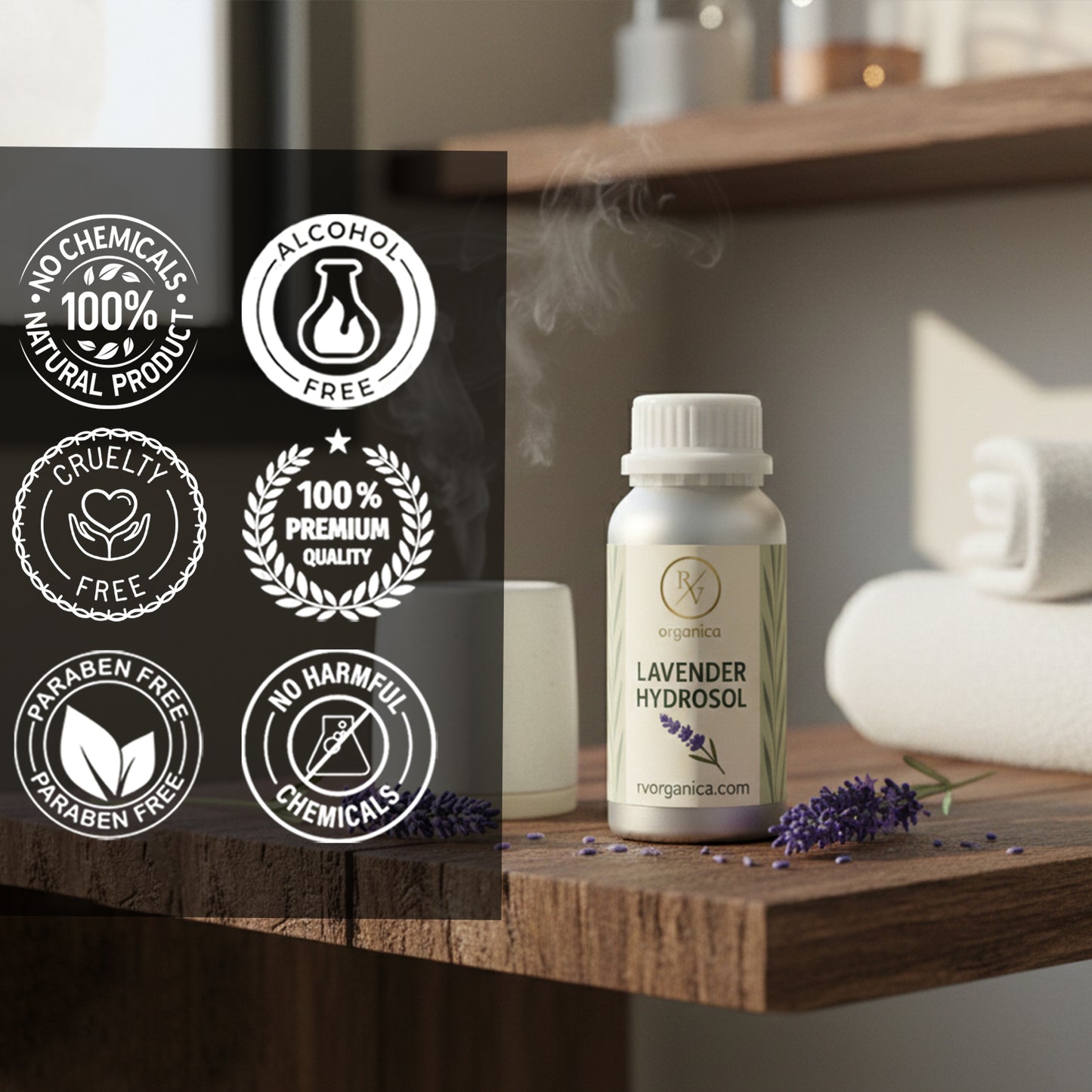 Lavender Hydrosol 100 percent natural alcohol free paraben free cruelty free skincare product in premium aluminium packaging