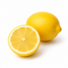RV Organica Lemon fruit whole and cut fresh citrus on white background