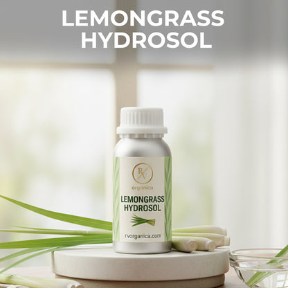 RV Organica Lemongrass Hydrosol natural floral water bottle for refreshing face mist and daily skincare routine