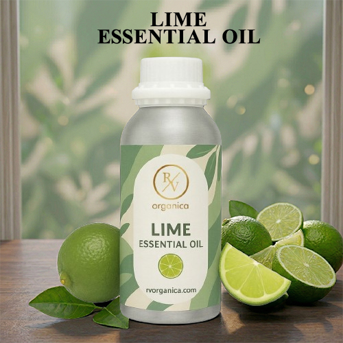 Lime Essential Oil bottle with label pure natural aromatic therapeutic essential oil
