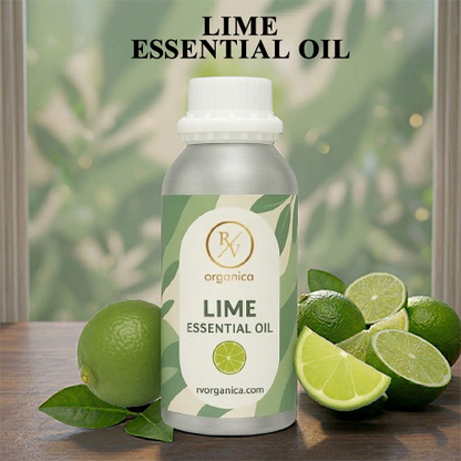Lime Essential Oil bottle with label pure natural aromatic therapeutic essential oil
