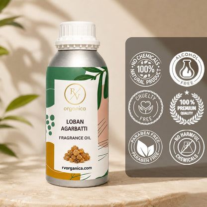 Key features of Loban Agarbatti Fragrance Oil include a rich resinous incense aroma, long-lasting fragrance, strong scent diffusion, IFRA compliant, premium quality, and multipurpose use for agarbatti, candles, soaps, perfumes, and home fragrance products.