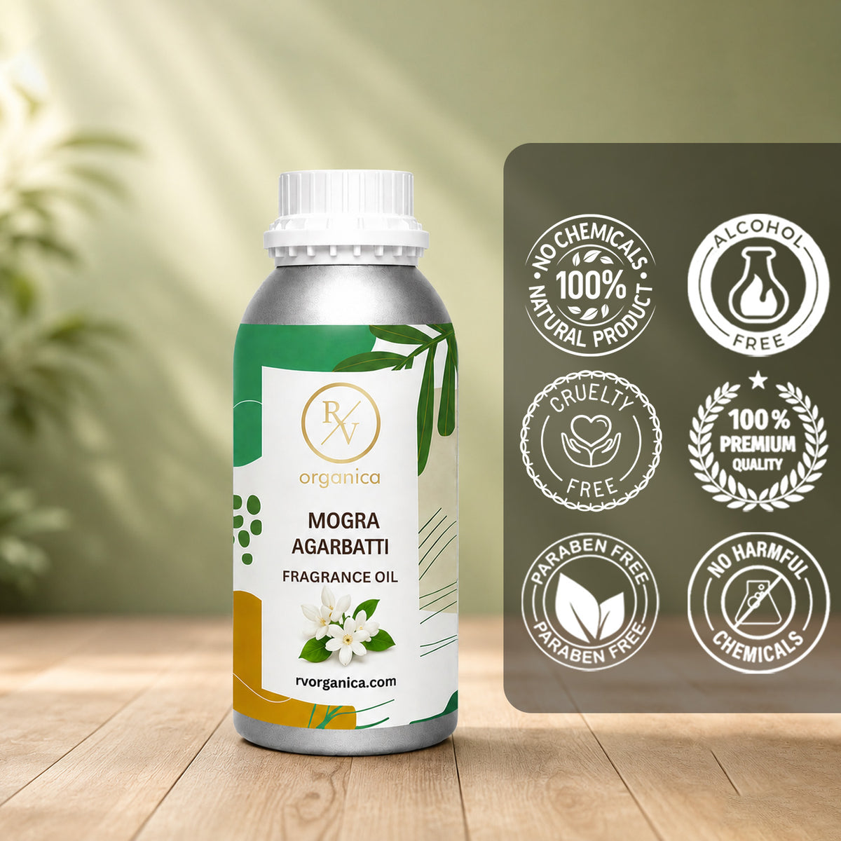 Key features of Mogra Agarbatti Fragrance Oil include a rich jasmine floral incense aroma, long-lasting fragrance, strong scent diffusion, IFRA compliant, premium quality, and multipurpose use for agarbatti, candles, soaps, perfumes, and home fragrance products.