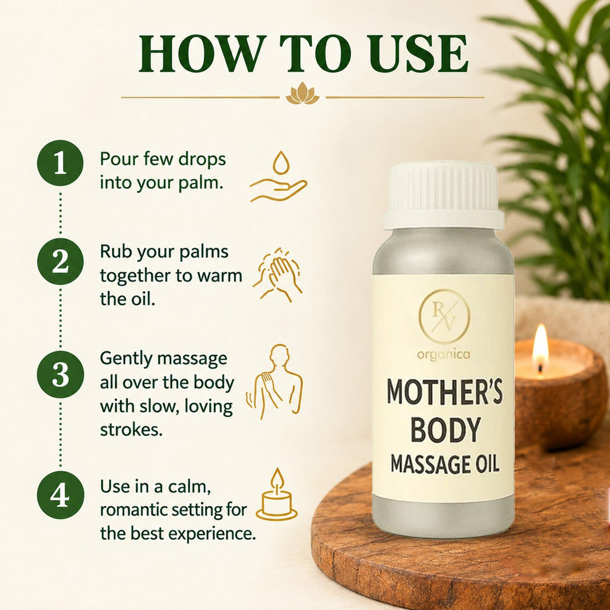 How to use mother's body massage oil - step by step guide for warming and applying oil