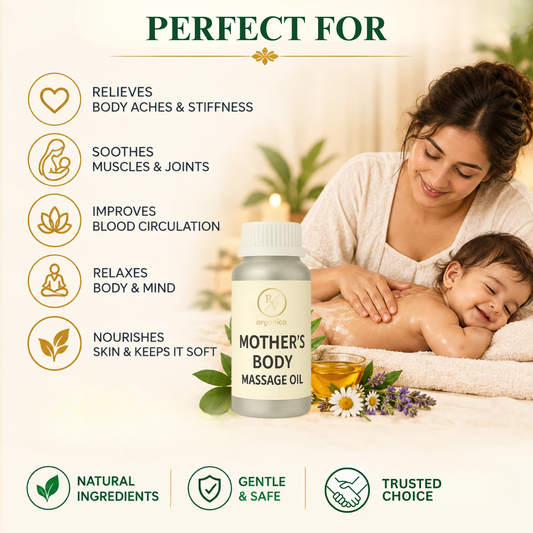 Mother's body massage oil perfect for relaxing daily massage - deeply nourishes and moisturizes skin - second image