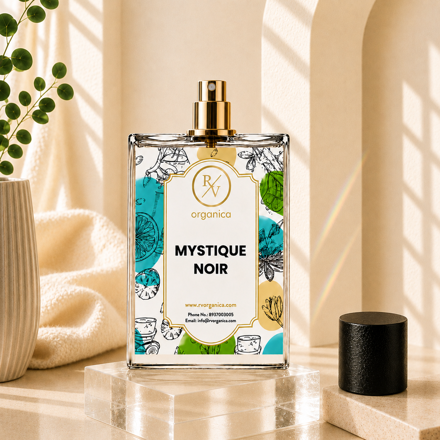 Mystique Noir Inspired Fragrance Oil displayed in a premium glass perfume bottle with elegant packaging, highlighting its luxurious appearance and refined fragrance presentation.