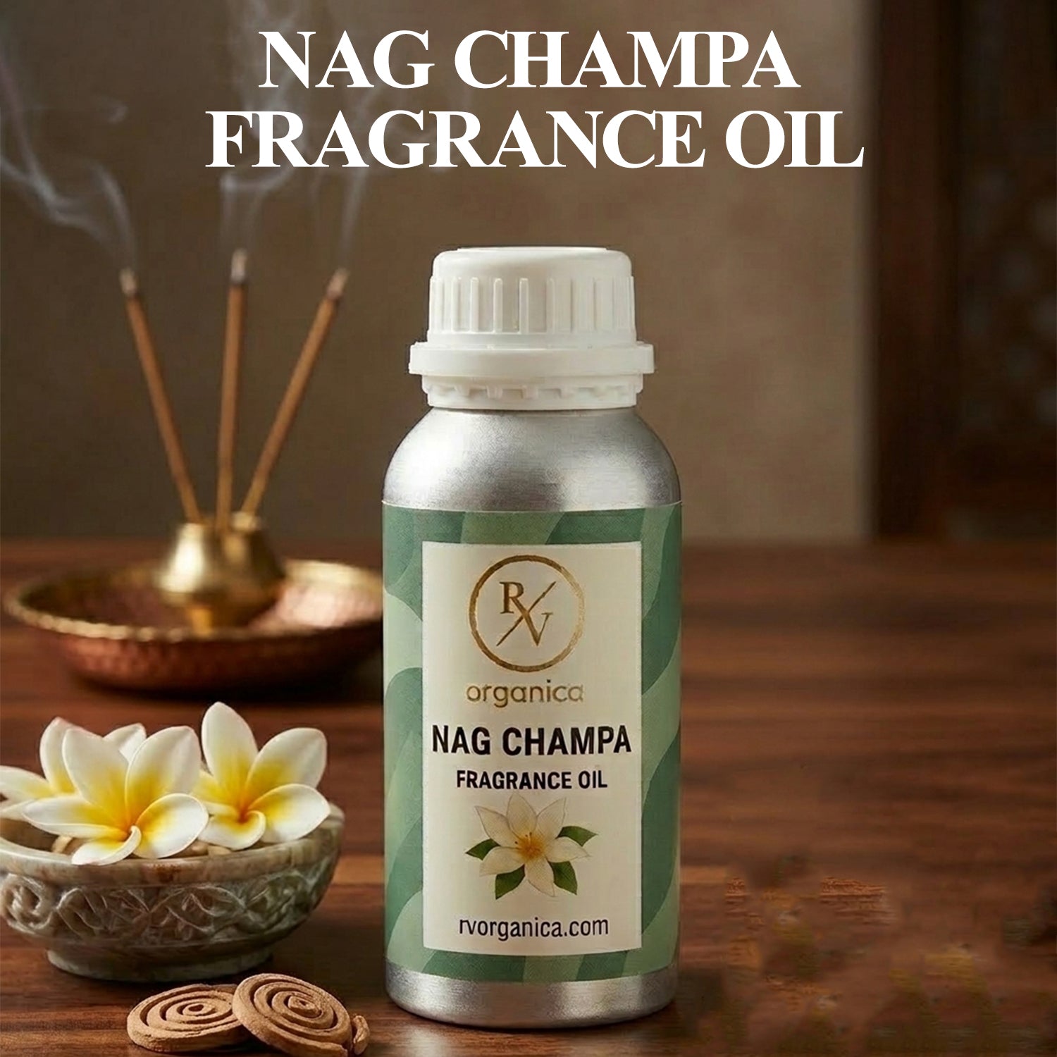 “Nag Champa fragrance oil bottle with label front view original product”