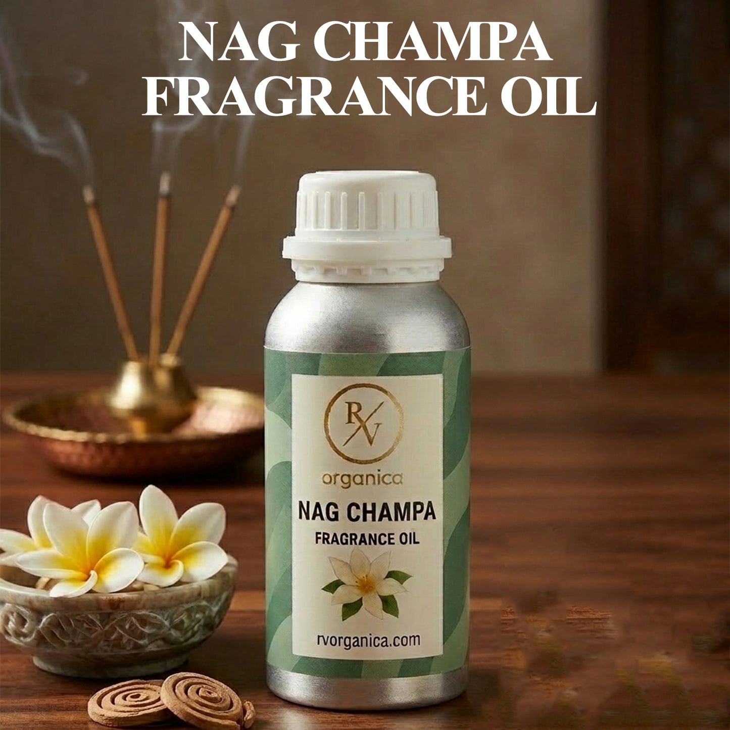 “Nag Champa fragrance oil bottle with label front view original product”