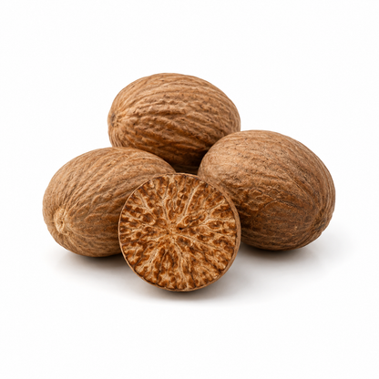 Nutmeg Fragrance Oil with a warm spicy and aromatic aroma, inspired by natural nutmeg for a rich, comforting, and long-lasting scent ideal for candles, soaps, perfumes, and personal care products.